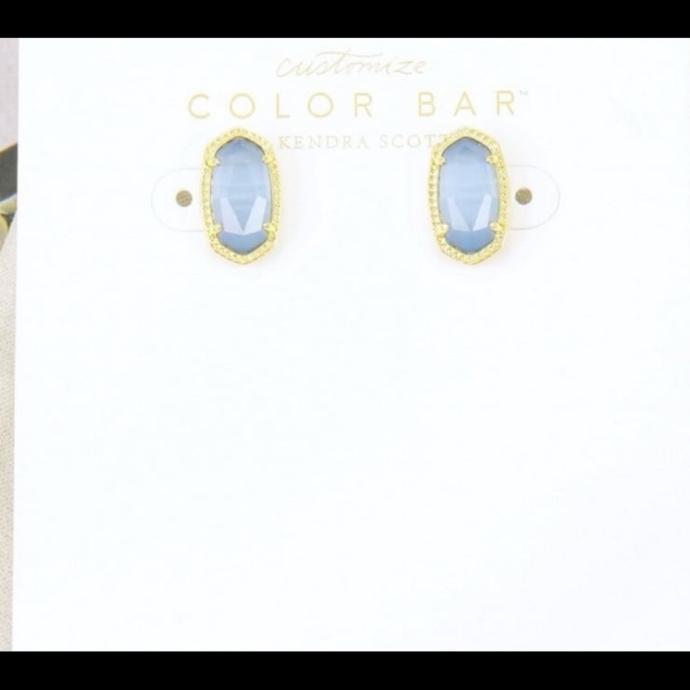 NWOT Kendra Scott Ellie Periwinkle Stud Earrings gold tone